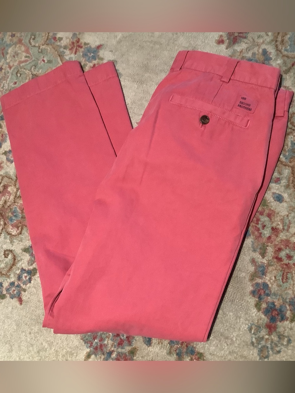 Brooks Brothers Men's Milano Coral-Pink Cotton Chinos - Sz 35x30